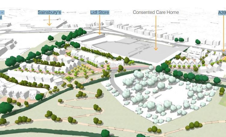 If approved, the 120 homes would be built on land in front of Truro's Newham Trail and near the city's Lidl and Sainsbury's stores 
