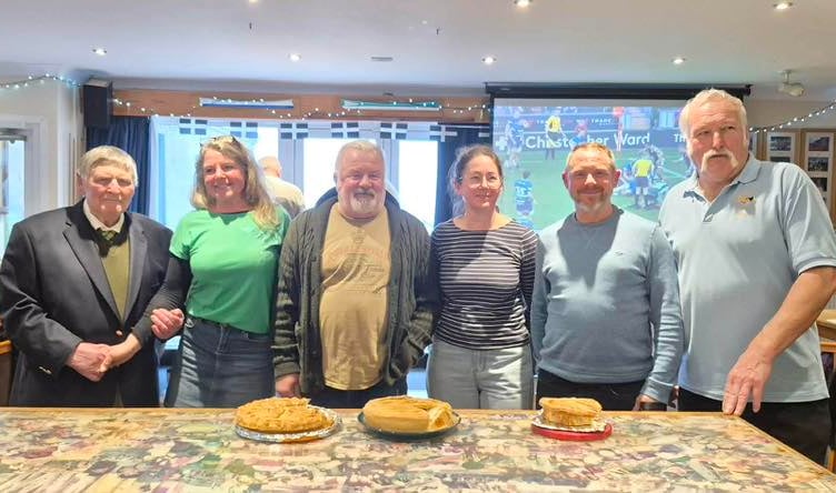 The finalists with John Harris on the left and Phil Trebilcock on the right