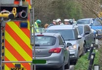 Three-vehicle collision blocks A388 near Hatt