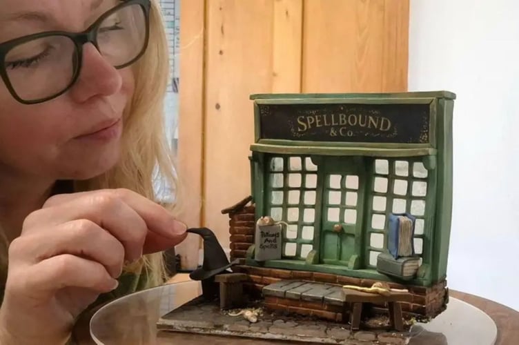 Niki Lowe's design, titled Tales from Spellbound & Co, recreates an old-world Victorian shop on a cobbled street 