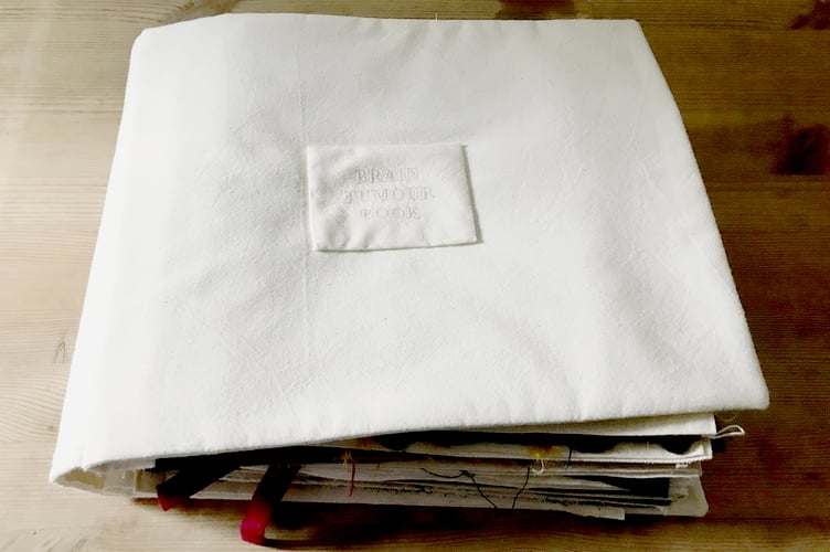 Leah Jensen, 35, documented her health journey in a stitched fabric journal that she's now due to exhibit - The show is called 'Brain Tumour Book - Artist Leah Jensenâs Journey Through Cancer Diagnosis to Treatment. // A woman who put her headaches down to "tiredness" was diagnosed with brain cancer - after she forgot how to talk. Leah Jensen, 35, had always struggled with headaches and a bad memory, but didn't think much of her symptoms. In 2020, the sculptor and ceramicist suffered a migraine while working a shift at a South East London pub, before she began to lose her vision. After Leah became confused and unable to understand what people were saying to her, an ambulance was called and she was rushed to hospital. Leah underwent eight months of tests before being diagnosed with grade three brain cancer, and undergoing life-saving surgery to get the tumour removed.