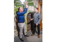 Entertainer Johnny Cowling has a go at bellringing