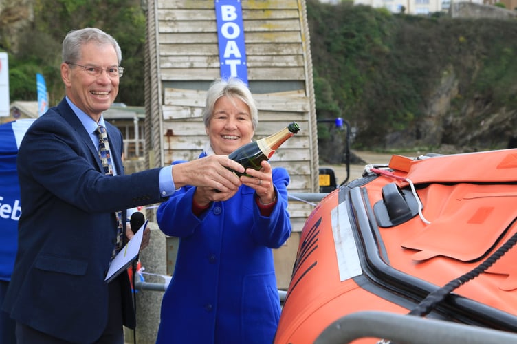 Andrew and Lynne Richmond officially named the lifeboat (Picture: Tim Stevens – RNLI Sennen Cove Lifeboat)