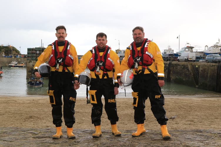 Boat crew Luke, Mike and Duncan (Picture: Tim Stevens – RNLI Sennen Cove Lifeboat)