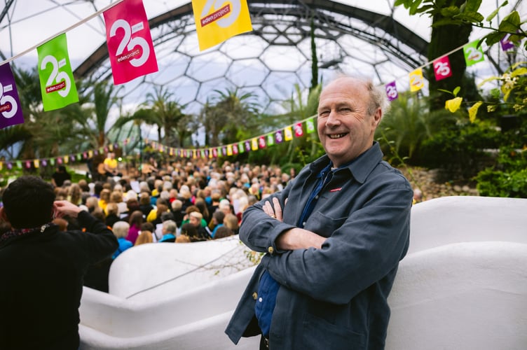 Eden co-founder Sir Tim Smit KBE is all smiles as the Cornish tourist attraction celebrates it's 25th birthday