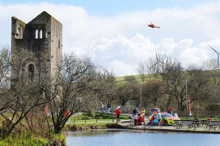 The air ambulance paid a visit during the day