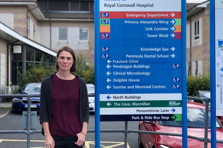 Cllr Ruth Gripper at the Royal Cornwall Hospital (Treliske)