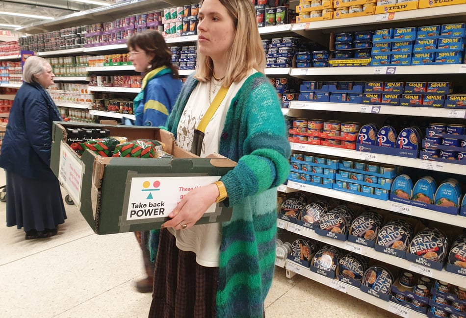Food "redistributed" by activists
at Truro supermarket 