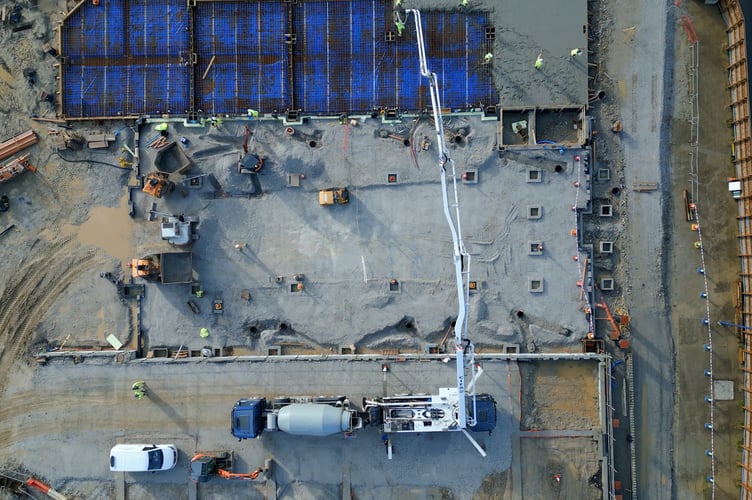 Aerial view of the Market Street construction site