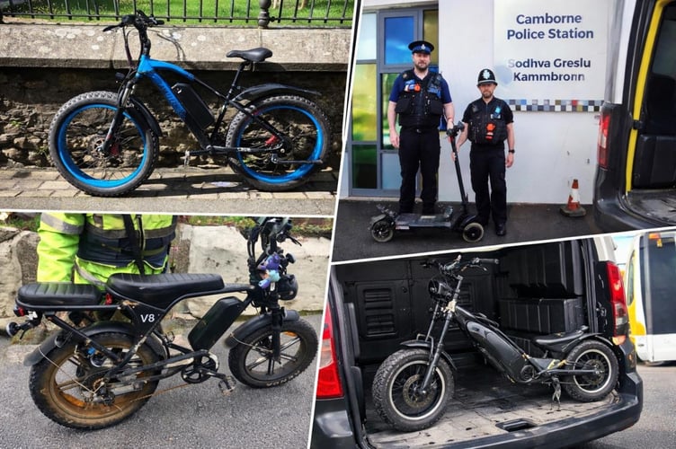 Police have seized three e-bikes and two e-scooters