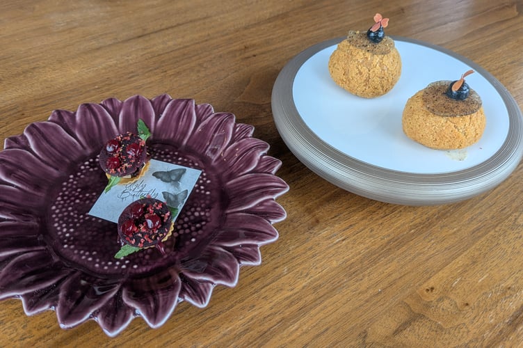 The doughnut filled with Wiltshire truffles and the beetroot tart filled with truffle ricotta and fresh marigold (Picture: Warren Wilkins)