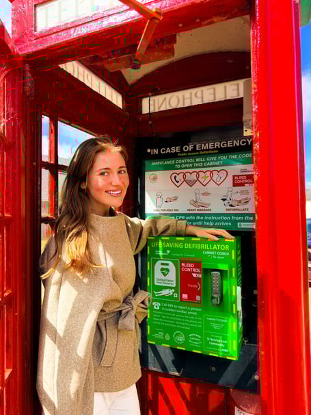 Milla has been out and about finding defibrillators in the local villages around Cornwall as part of her campaign