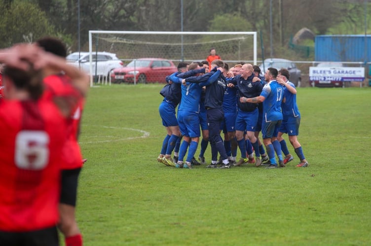 Liskeard celebrate their SWPL Premier West crown.