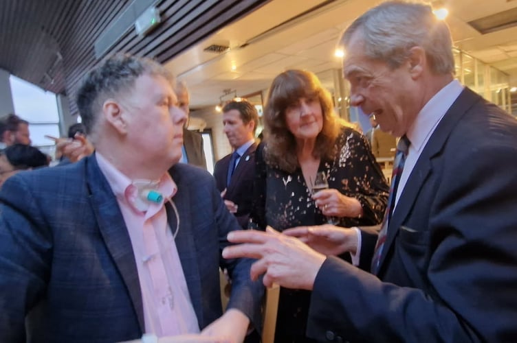 Nigel Farage with the late Cornwall councillor Kevin Towill who had defected from the Conservatives to Reform UK (Pic by Lyndon Harrison)