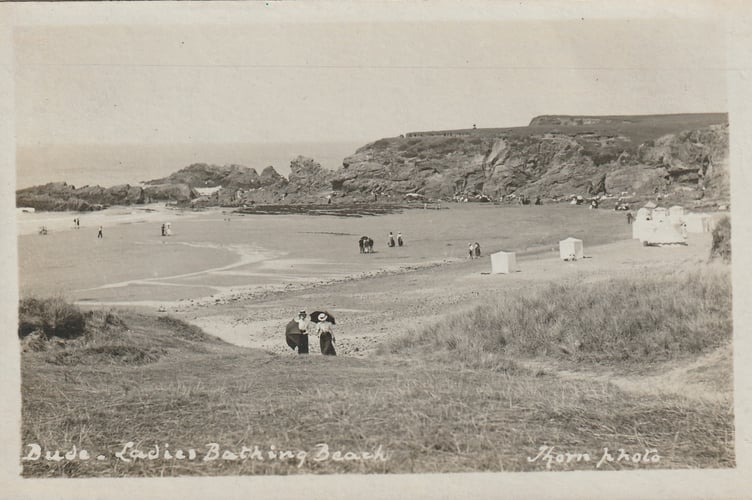 The ladies bathing beach at Crooklets in Bude in a bygone era.