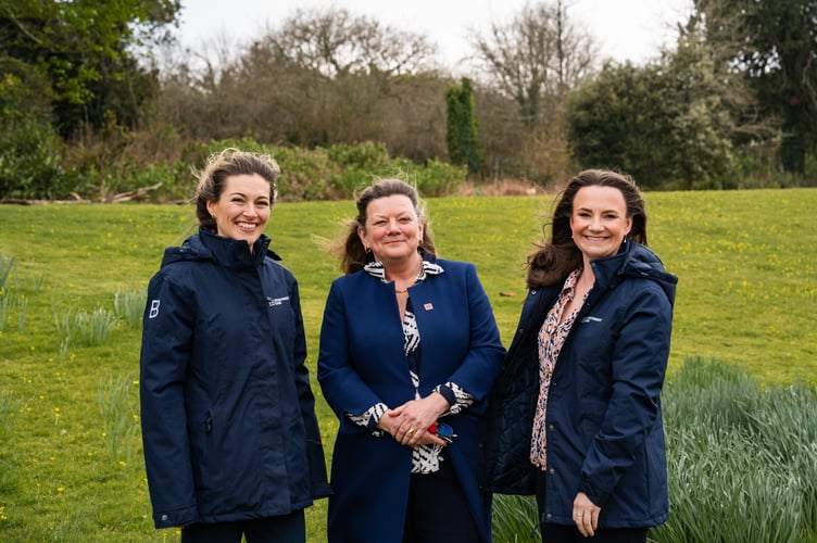 Landowner Victoria Vyvyan (centre) with Annie Green (left) and Jess Allsop (right) from Environment Bank (Picture: Environment Bank)