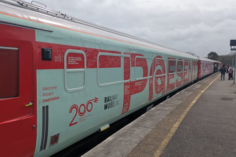 Inspirational exhibition train stops off at Newquay station.