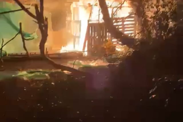 Arson suspected after man-made den caught ablaze 