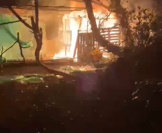 Arson suspected after man-made den caught ablaze 