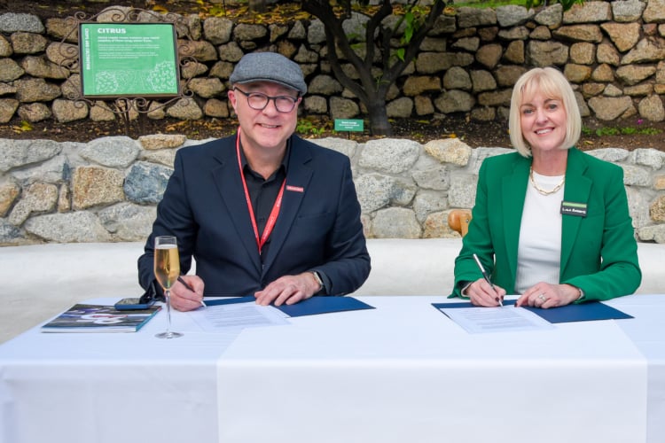 The agreement was signed at a ceremony in the Mediterranean biome of the Eden Project.
