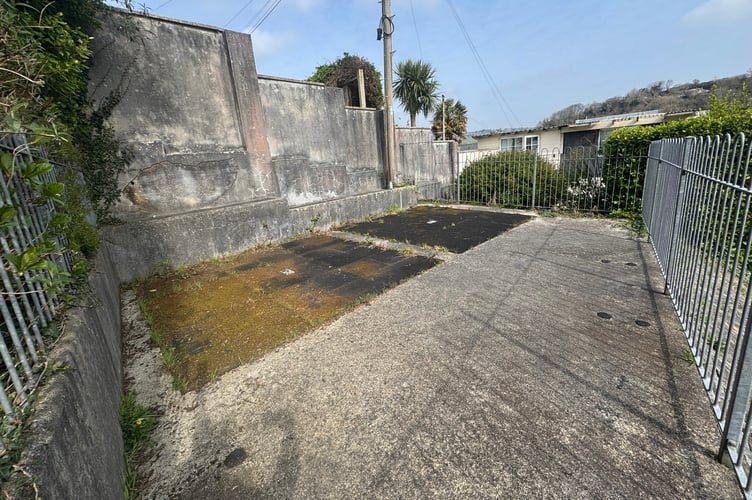 The small piece of land up for auction at Churchfield Place in St Blazey.