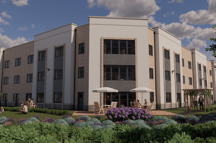 An artist's impression of Landers Court, currently under construction in Truro