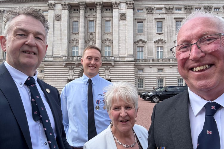 RNLI representatives at Buckingham Palace for Queen Elizabeth II centenary including Gareth Horner on the right (Picture: RNLI)