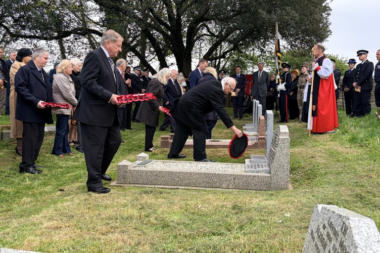 Family members lay wreaths on the newly restored graves which were unveiled in memory of the six Saltash firemen killed in the 1941 King Street tragedy in Devonport