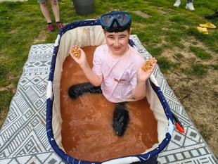 Denny is full of beans after successful fundraising bath