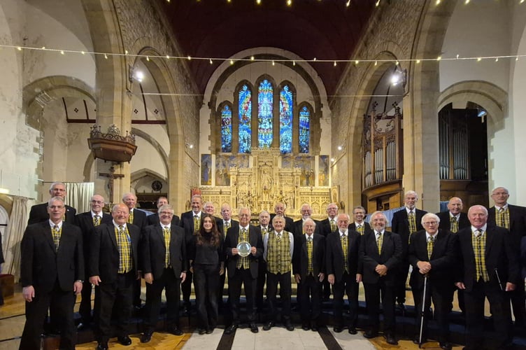 Newquay Male Voice Choir with its musical director Tony Harries