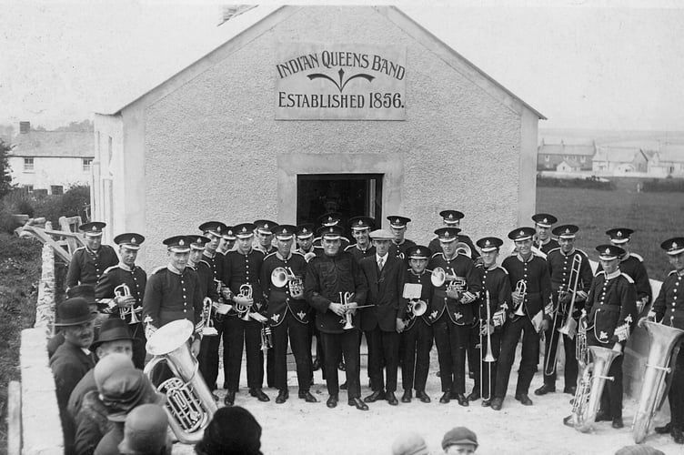 Indian Queens Band at the opening of their old bandroom in 1929
