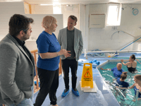 Swim school receives special visit to secure its future