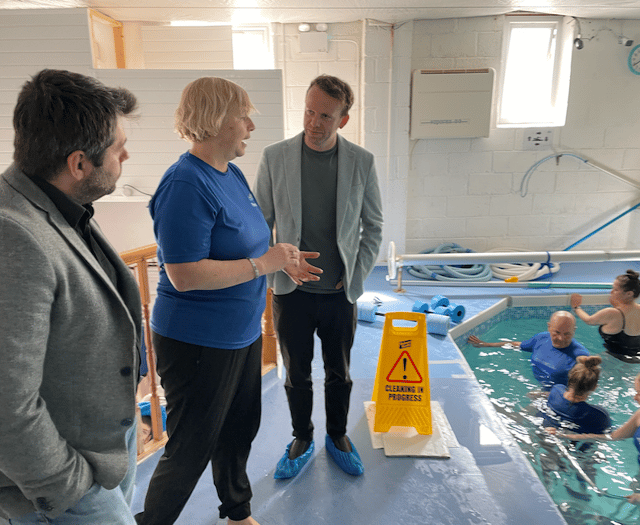 Swim school receives special visit to secure its future