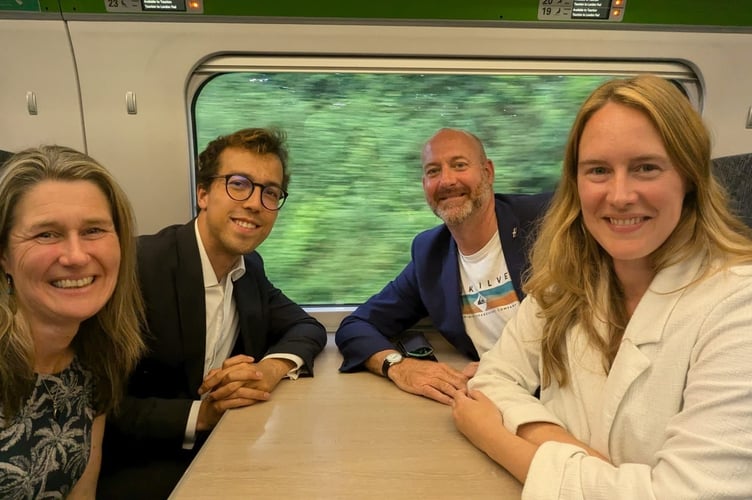 Cornwall's Labour MPs Jayne Kirkham, Noah Law, Perran Moon and Anna Gelderd travelling by train to London
