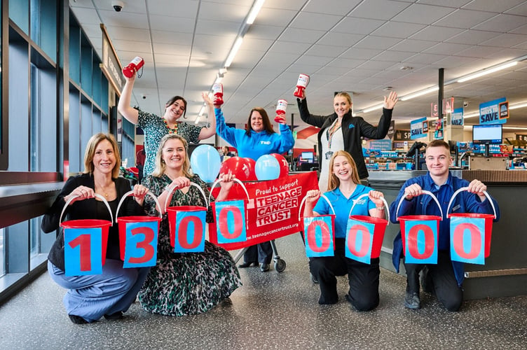 Aldi has thanked shoppers and staff in Cornwall for helping raise £13-million for Teenage Cancer Trust