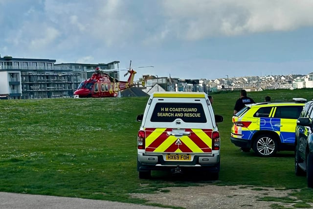 Beach closed for emergency services to help casualty