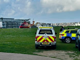 Beach closed for emergency services to help casualty