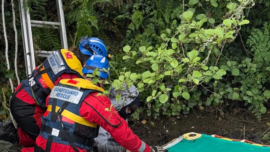 Man rescued after becoming stuck up to his waist in mud ...