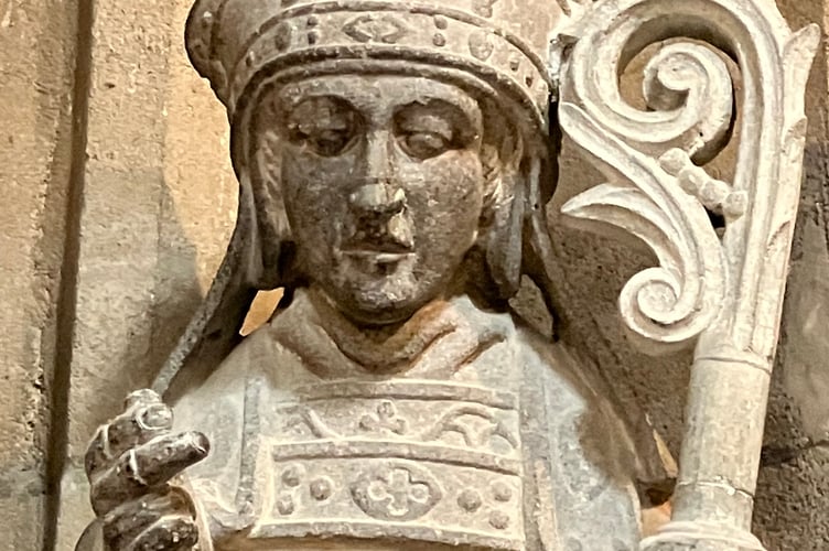 A statue of St Nicholas at Truro Cathedral - a gift from wealthy art collector Athelstan Riley
