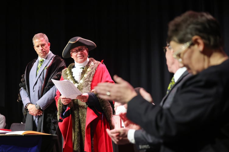 Mayor Cllr Andy Law delivering his maiden speech