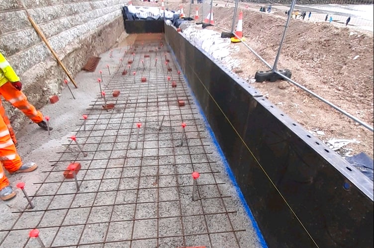 The bottom part of the slipway at Porthpean beach in Cornwall will be buried under sand.