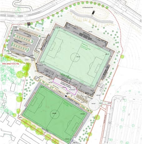 The original plan for the two pitches, including the 3,000-capacity Truro Coty ground, at the Truro Sports Hub site