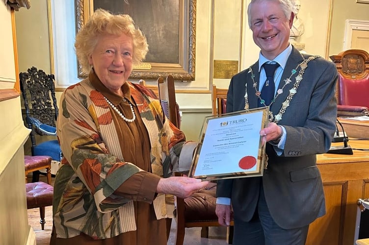 Cllr Armorel Carlyon with Truro mayor Chris Wells (Picture: Truro City Council)