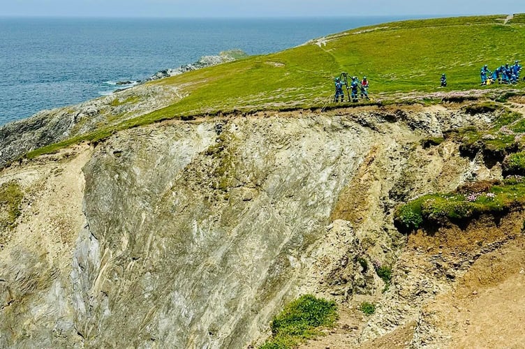 The dog was successfully recovered to the top of the cliff (Picture: Newquay Coastguard Search and Rescue Team)