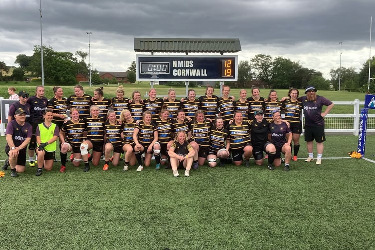 Cornwall Women are all smiles after booking their place in the final of the Gill Burns Cup with victory at North Midlands (Picture: Cornwall RFU)