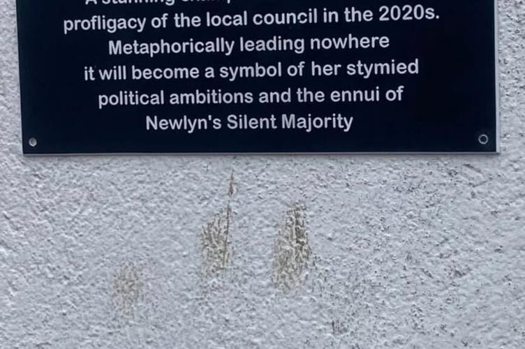 The sign that mysteriously appeared on a Newlyn wall