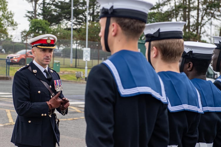 New HMS Raleigh Commanding Officer, Colonel Chris Hall, meets Royal Naval recruits at the Torpoint establishment (Picture: HMS Raleigh)