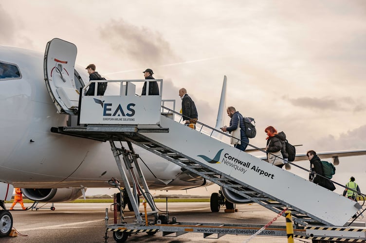 Passengers board a Skybus plane at Newquay aiport (Pic: Skybus)