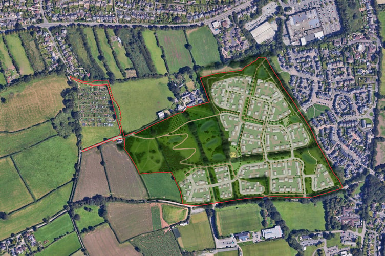 The proposed Gewans Farm development on the outskirts of St Austell has sparked much opposition.