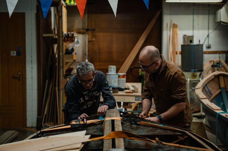 Wyl working on Eleana at the National Maritime Museum Cornwall